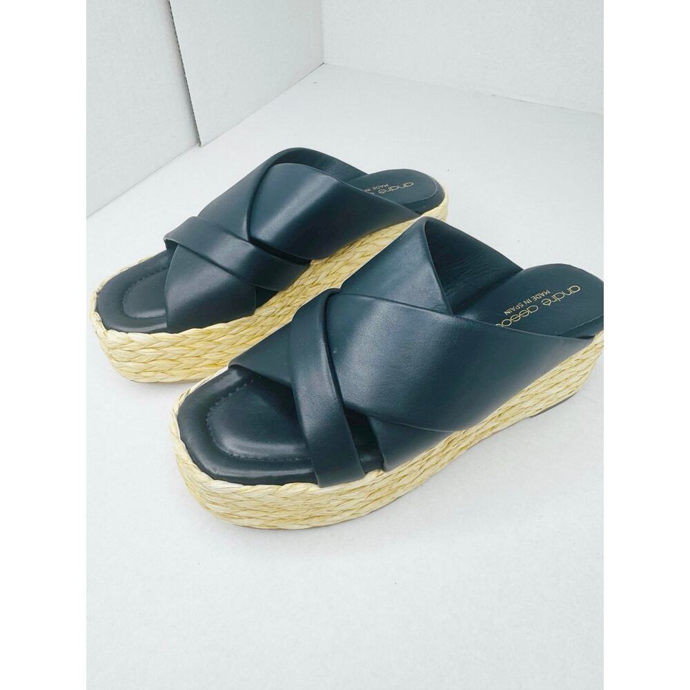 Andre Assous Calesa Navy Espadrille Sandals Crossover Slip On Women 38 - Picture 3 of 10